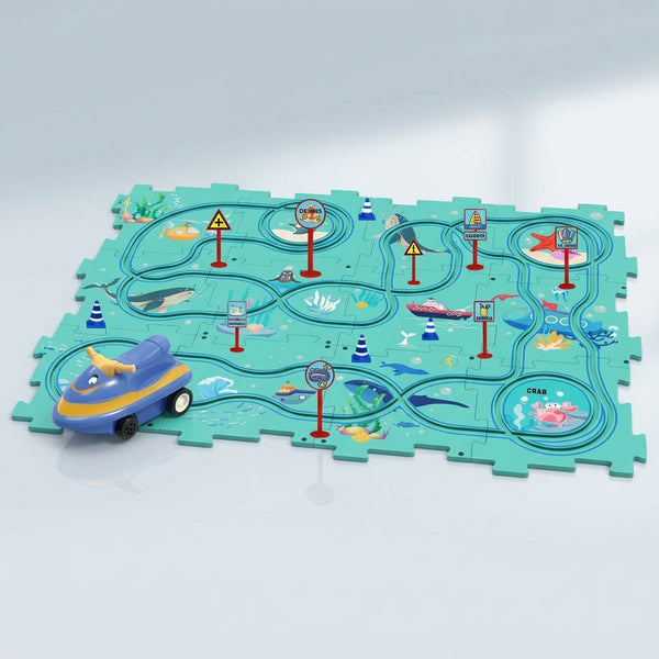 A puzzle track built for toddlers